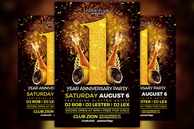周年庆派对传单模板 Anniversary Party Flyer Template