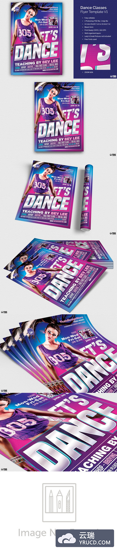舞蹈课程广告海报模板 Dance Classes Flyer PSD V1