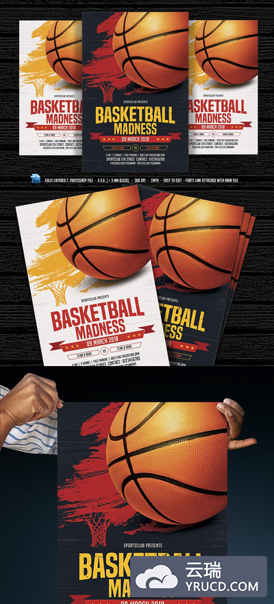 疯狂篮球海报制作模板 Basketball Madness Flyer