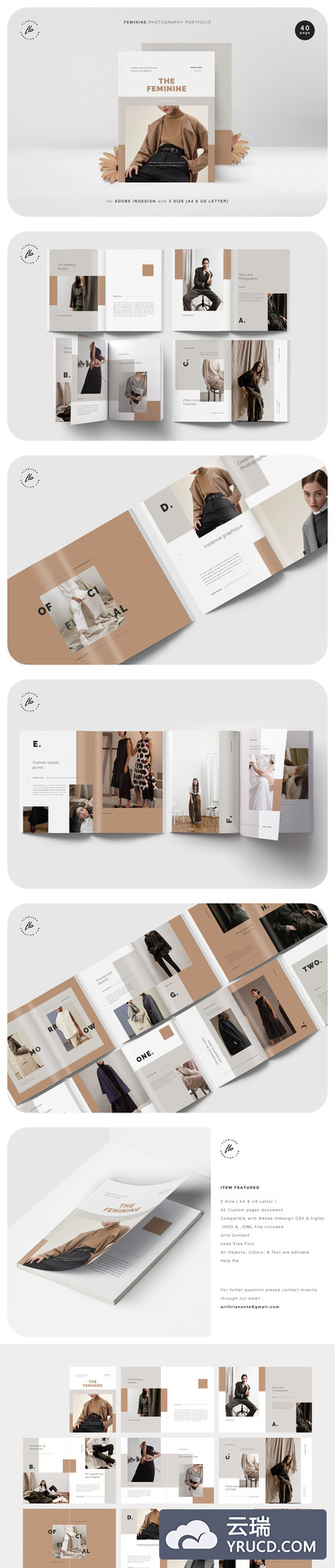 FEMININE时尚服饰摄影画册作品集设计模板