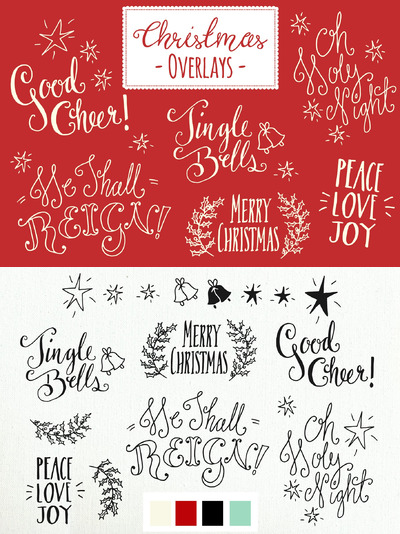 圣诞节字体 Christmas Overlays Set 5 - Vector