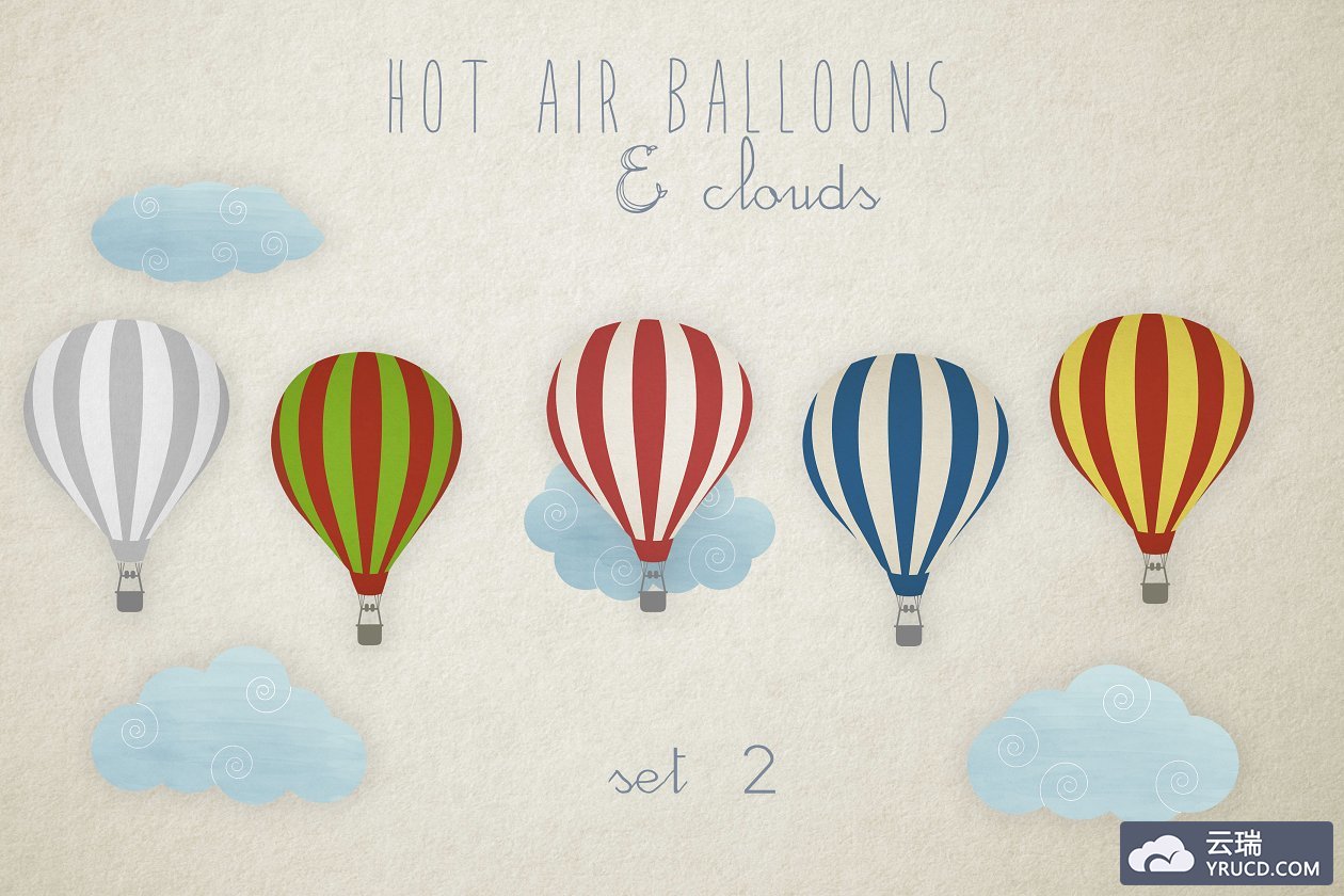热气球插画集 Hot air balloons clip art set 2