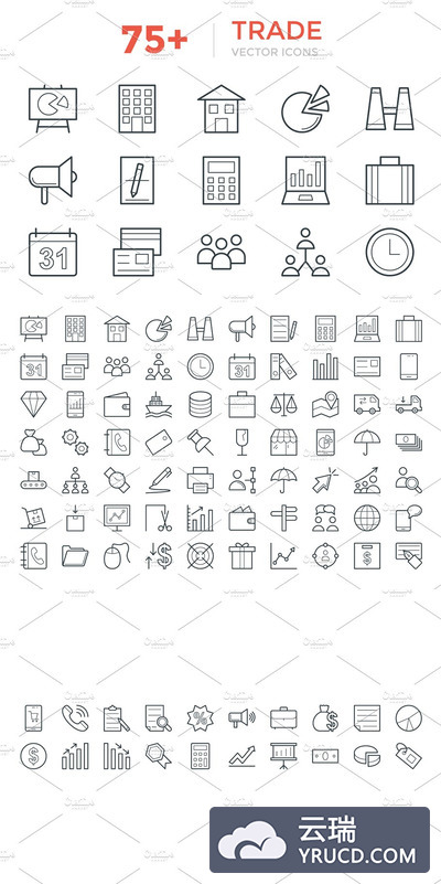 75+贸易矢量图标素材 75+ Trade Vector Icons