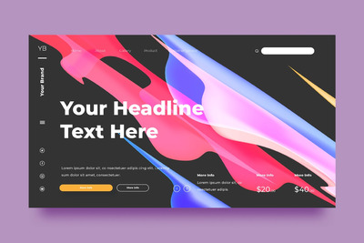 时尚高端简约抽象绚丽渐变色彩banner插画着陆页海报设计模板-38