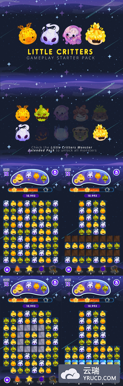 图标 | 初学者游戏套装矢量卡通泡泡益智类比赛角色