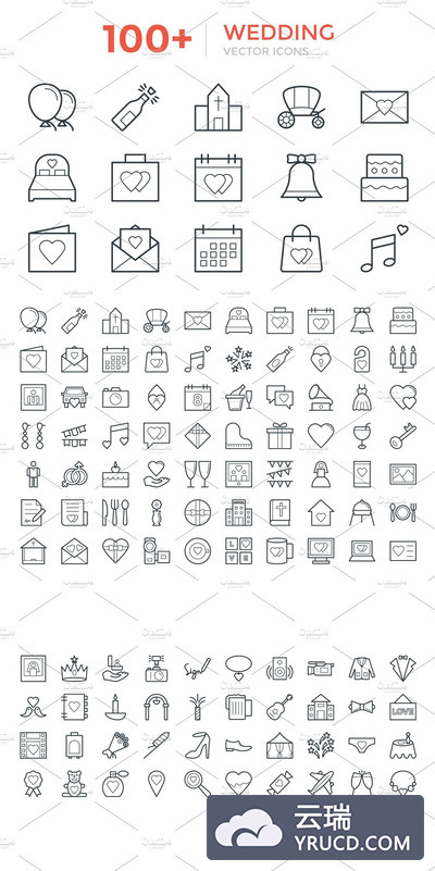 100+婚礼矢量图标 100+ Wedding Vector Icons