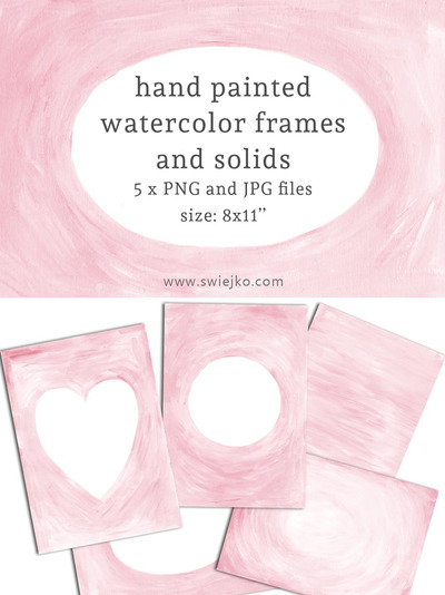 水彩笔刷插画 Watercolor Frames and Solids