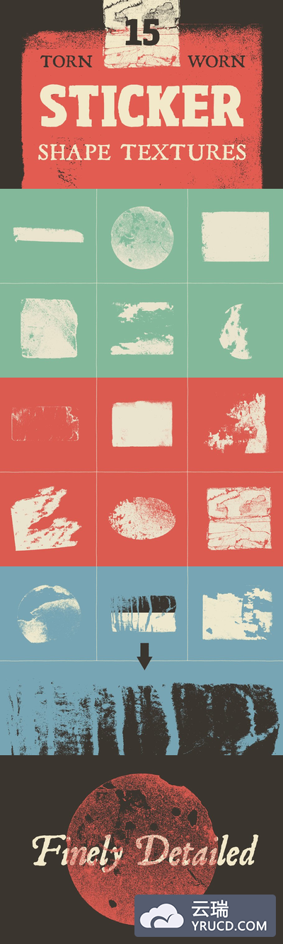 撕破贴纸形状图形纹理 Torn Sticker Shape Textures