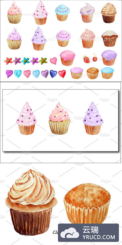 水彩蛋糕集合 Watercolor Cupcakes Collection