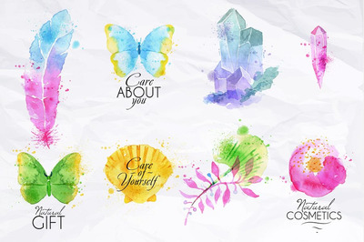 自然水彩插画 Natural care