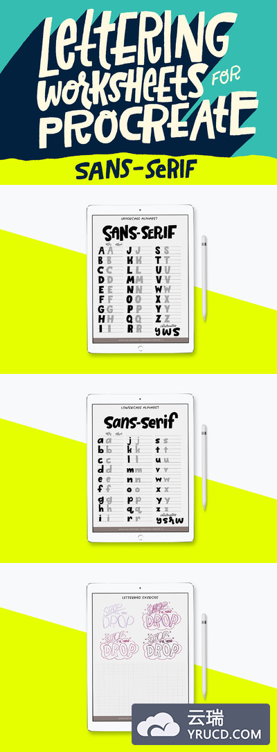 无衬线投影字体 Sans-Serif Lettering Worksheet