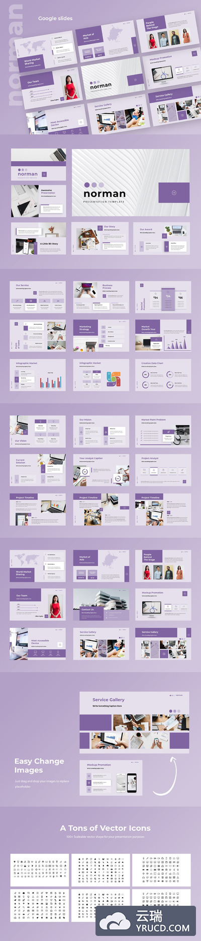 时尚高端清新优雅配色商业商务质感Google Slied谷歌幻灯片powerpoint演示文稿模板（pptx）