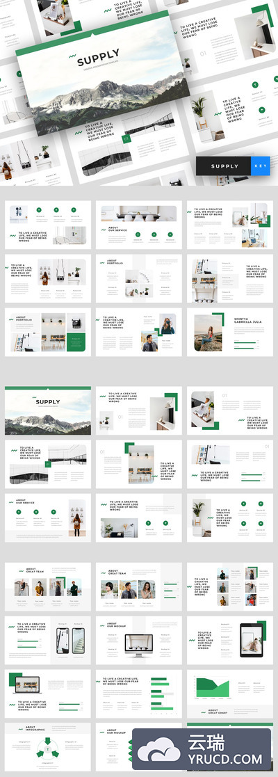 时尚高端优雅清新简约多用途的高品质keynote幻灯片演示模板（key）