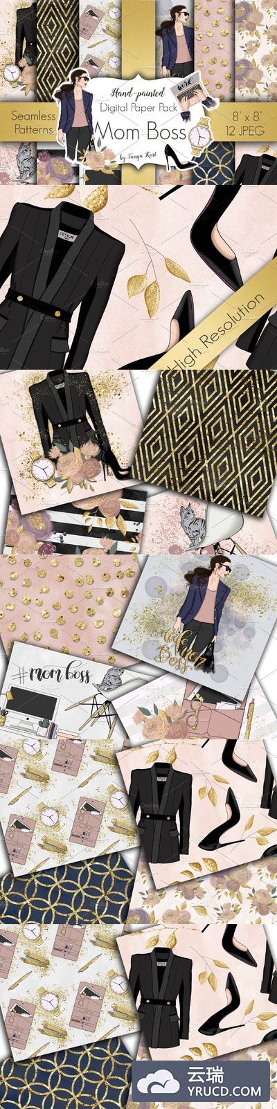 时尚的女老板风格 Mom Boss Digital Paper Pack