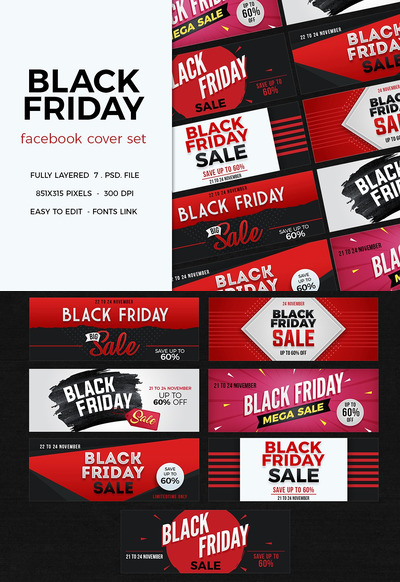 黑色星期五社交广告模板 Black Friday Facebook Cover