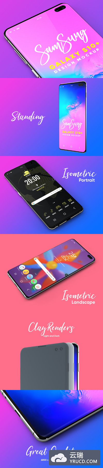 Samsung Galaxy S10+ 三星S10+手机APP设计展示样机下载[PSD]