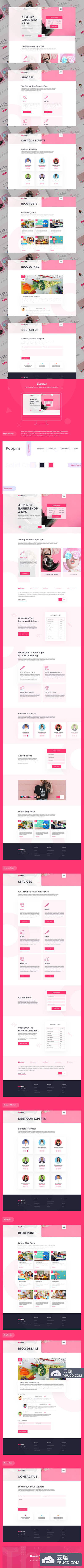 理发店SPA美容相关的网站ui界面网站ui国外ui,ui下载[XD,PSD]
