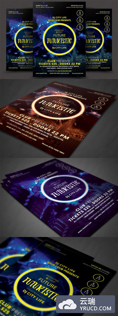 未来主义海报制作模板 Futuristic Flyer