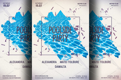 极简主义夏季泳池派对宣传海报模板 Minimal Summer Pool Party Flyer