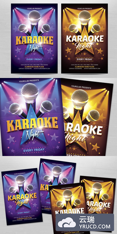 唱歌晚会宣传海报模板 Karaoke Night Flyer