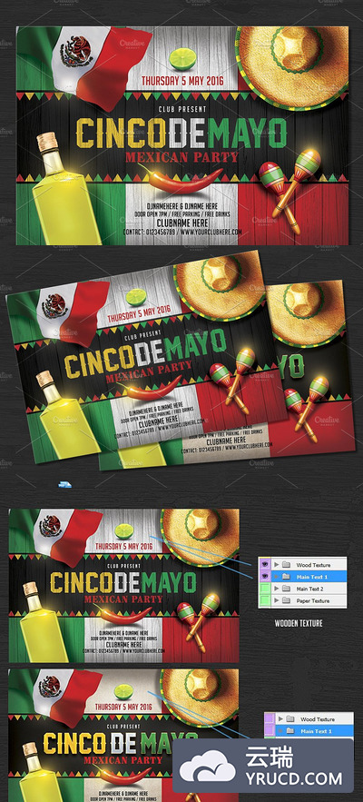 墨西哥节日宣传单制作模板 Cinco De Mayo Flyer