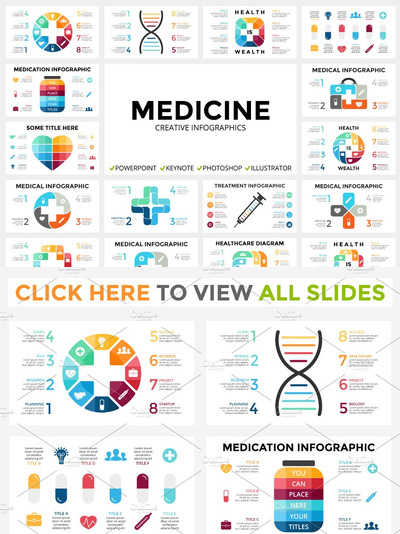 医学信息PPT素材模板 Medical Infographic. PPT KEY PSD EPS