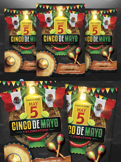墨西哥节日海报制作模板 Cinco De Mayo Party Flyer