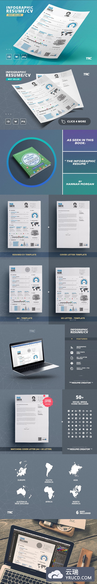 个人简历信息模板 Infographic Resume/Cv Template Vol.1