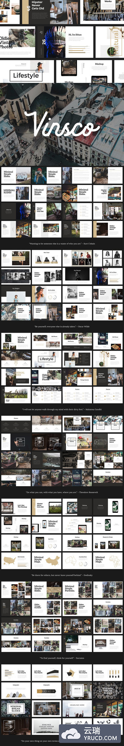 时尚杂志PPT素材模板 VINSCO Lookbook Powerpoint Template