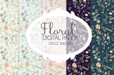 花卉植物图案下载 Floral digital paper