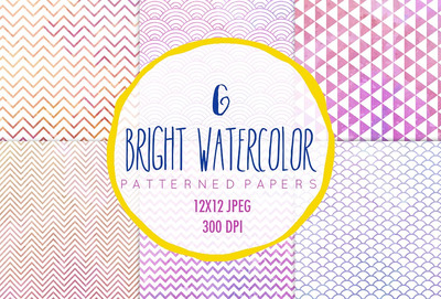 水彩图案纹理背景 Watercolor patterns, 6 digital paper