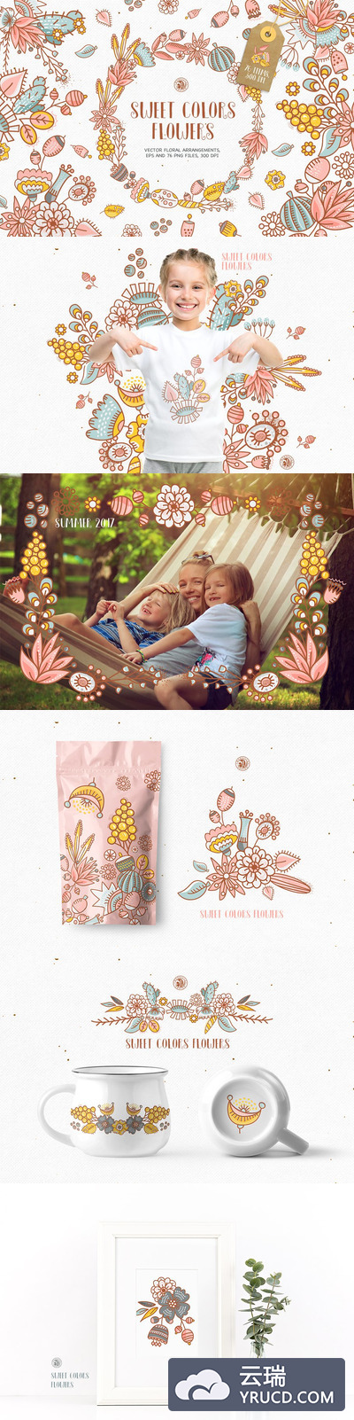 甜蜜的花卉插画 Sweet Colors Flowers