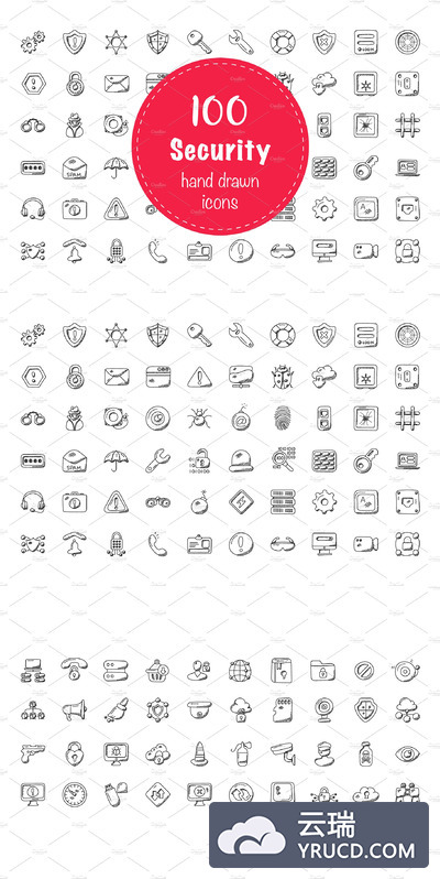 安全涂鸦图标素材 100 Security Doodle Icons