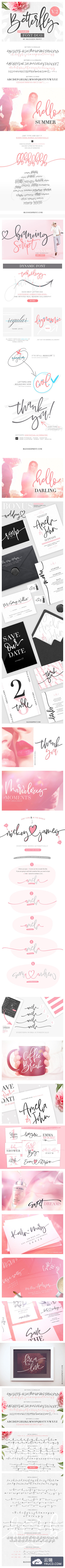 手写动态字体组合 BetterFly 2 - Dynamic Font Duo