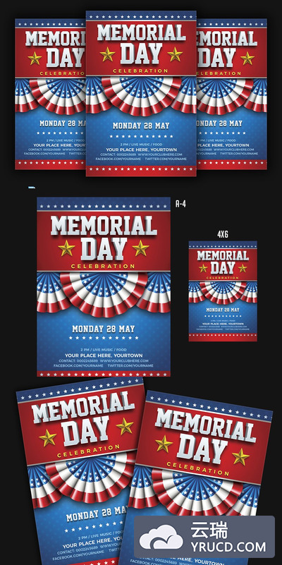 美国国庆日海报设计模板 Memorial Day Flyer