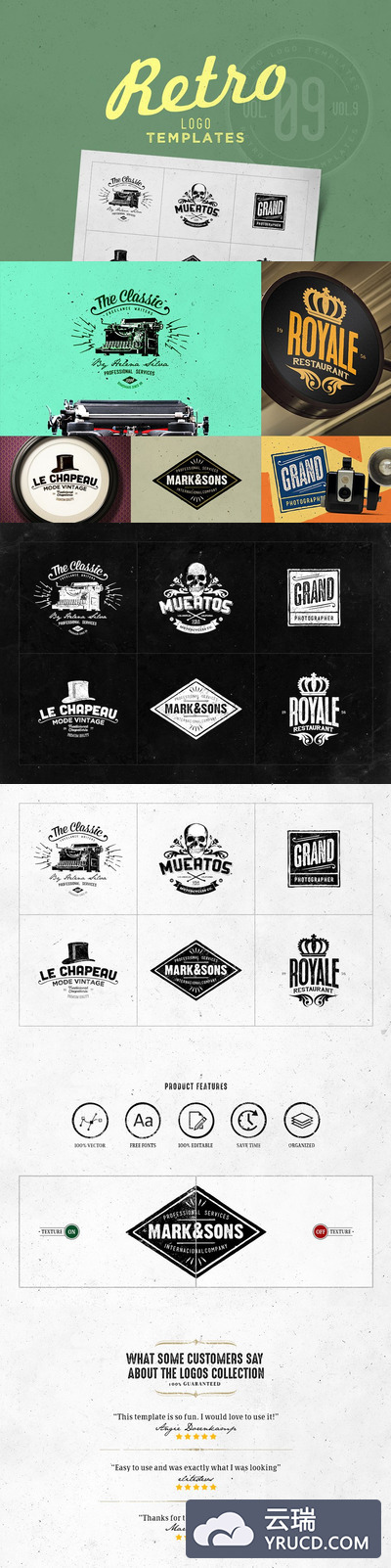 经典logo设计素材模板 Retro Logo Templates V.09