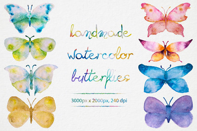 水彩蝴蝶插画下载 Watercolor Butterflies