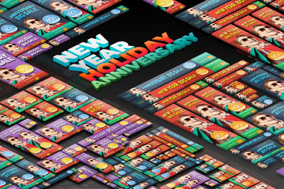 新年周年庆纪念日和假日大促销打折sale广告banner设计模板