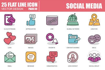 创意社交媒体 - 平面动画图标素材