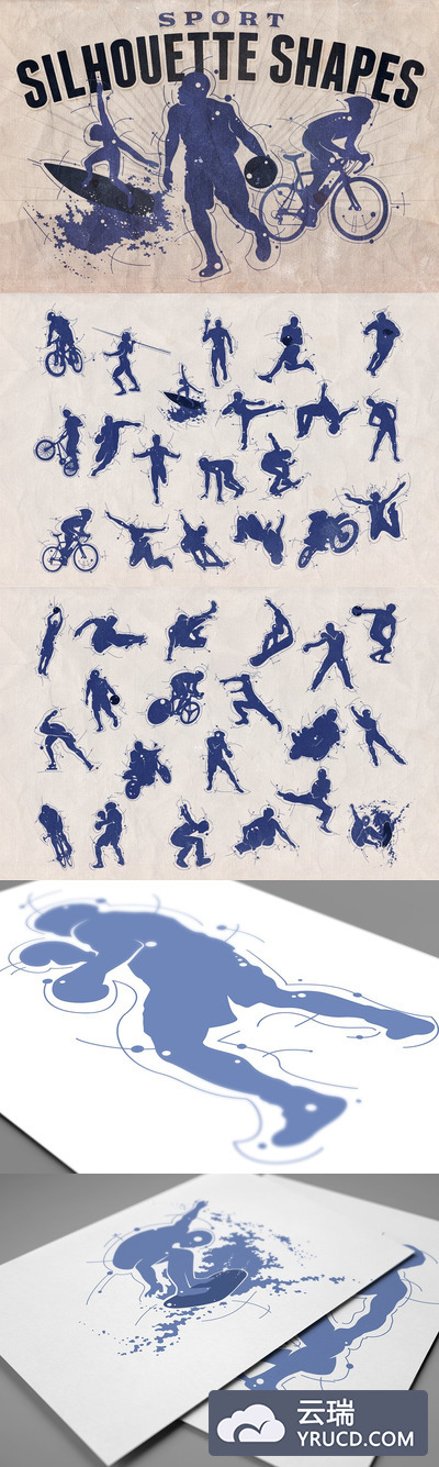 人物图形插画 Silhouette shapes - Sport