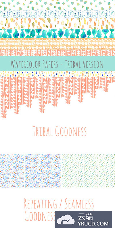 部落水彩纹理背景 Tribal Watercolor Papers
