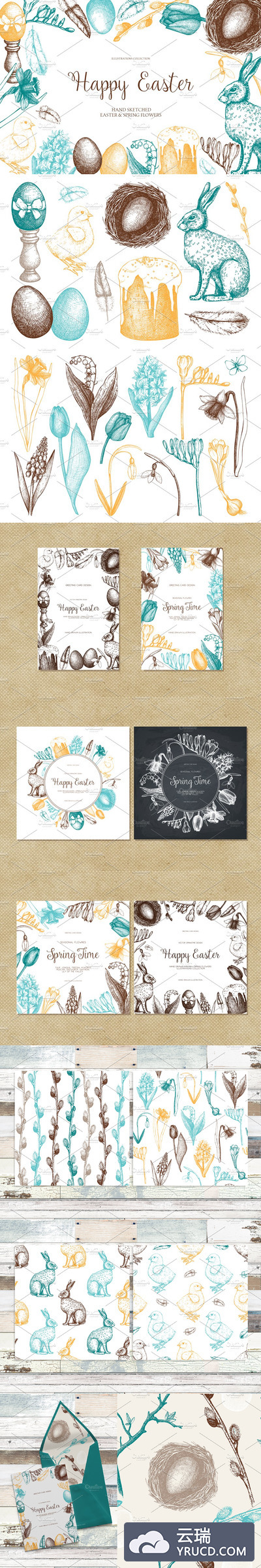 春天插画集 Easter & Spring Illustrations Set