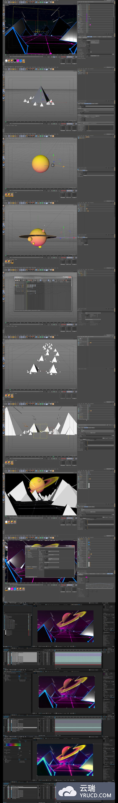 C4D 复古游戏太空场景教程