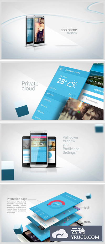 酷炫多角度的Android安卓 APP UI 设计展示动态视频AE模板国外片头ae素材片头ae模板下载[AEP]