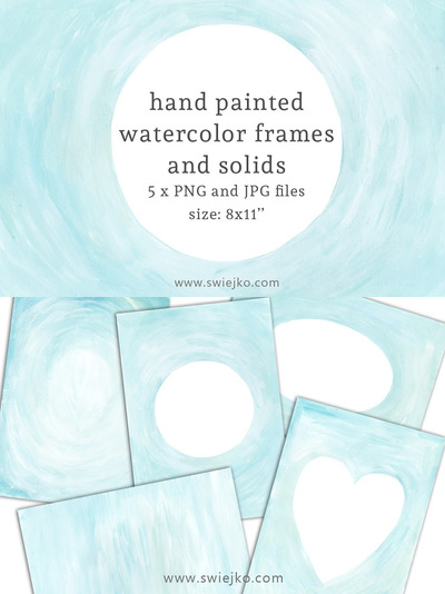 水彩框架和实体背景 Watercolor Frames and Solids