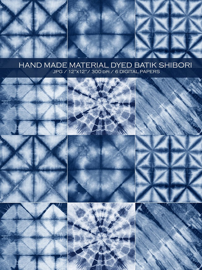 手工制作的染色蜡染材料 Hand made material dyedbatik Shibori