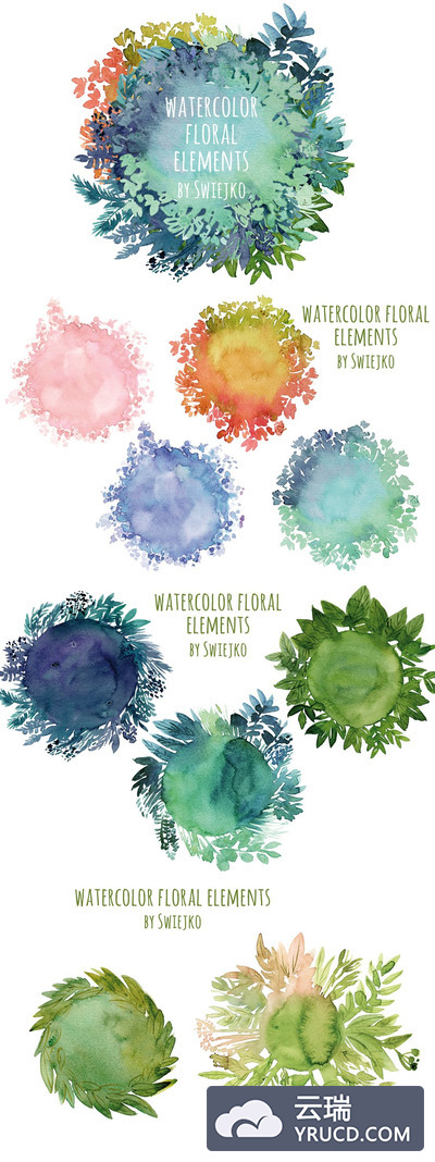 水彩花卉框架 Watercolor Floral Frames