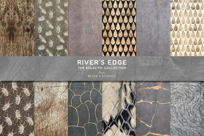 玫瑰金图案背景纹理 River's Edge: White & Rose Gold Foil