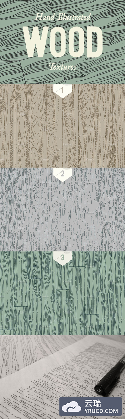 木质纹理背景 3 Wood Line Patterns - By hand