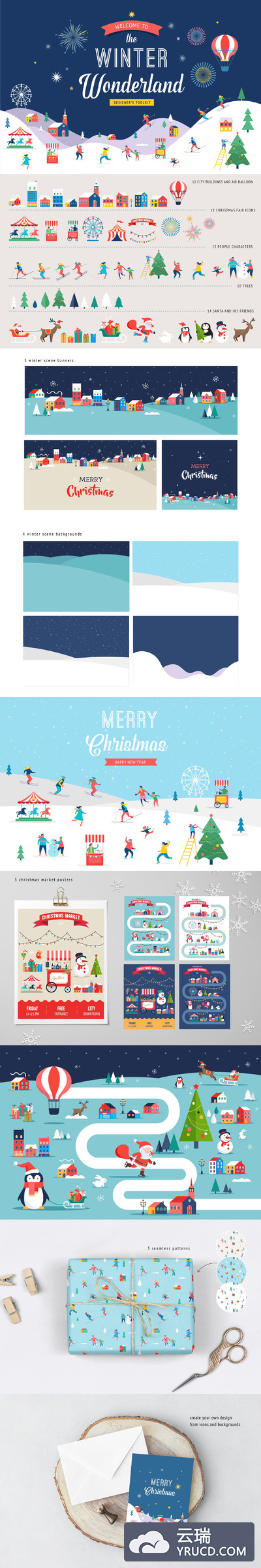 冬季仙境设计师插画工具包 Winter wonderland designer's toolkit